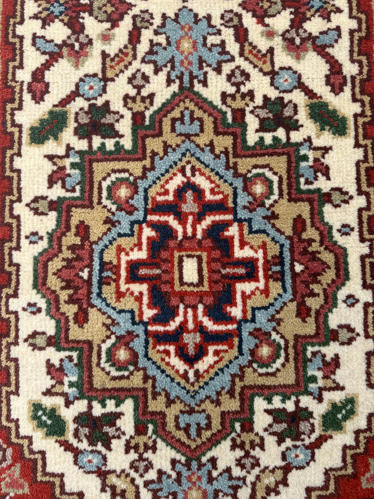 Turkish Heriz Serapi Rug 2.6x6 ft Geometric Wool Area Rug Modern Serapi Color Palette