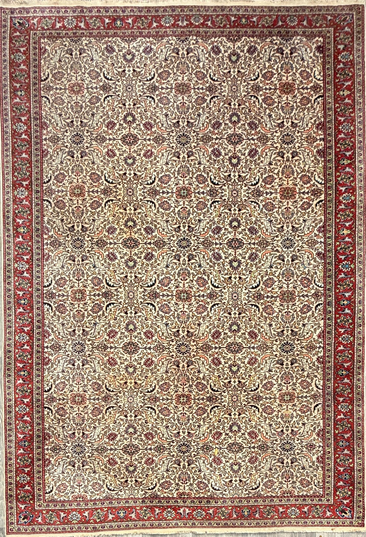 Vintage Hereke Turkish Rug 9x12 ft – Hand Knotted Wool Area Rug – Vegetable Dye Turkish Carpet – 1980s