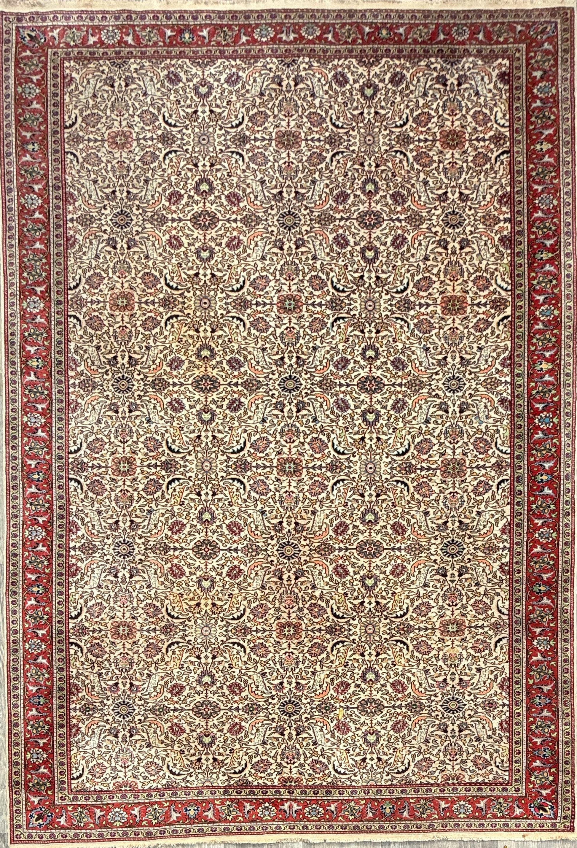 Vintage Hereke Turkish Rug 9x12 ft – Hand Knotted Wool Area Rug – Vegetable Dye Turkish Carpet – 1980s
