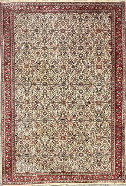 Vintage Hereke Turkish Rug 9x12 ft – Hand Knotted Wool Area Rug – Vegetable Dye Turkish Carpet – 1980s