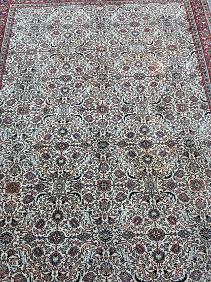 Vintage Hereke Turkish Rug 9x12 ft – Hand Knotted Wool Area Rug – Vegetable Dye Turkish Carpet – 1980s