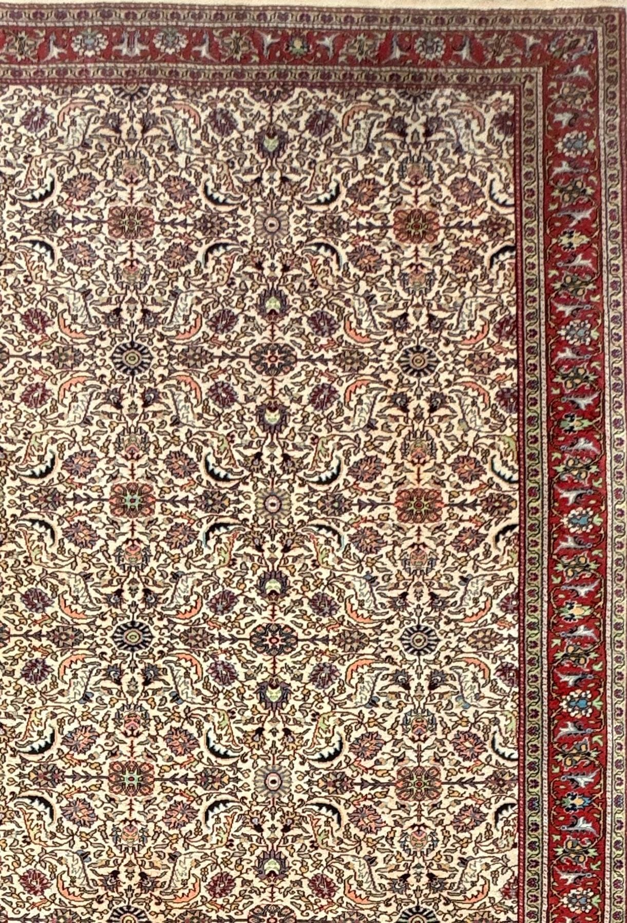 Vintage Hereke Turkish Rug 9x12 ft – Hand Knotted Wool Area Rug – Vegetable Dye Turkish Carpet – 1980s