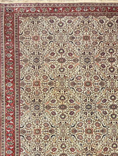 Vintage Hereke Turkish Rug 9x12 ft – Hand Knotted Wool Area Rug – Vegetable Dye Turkish Carpet – 1980s