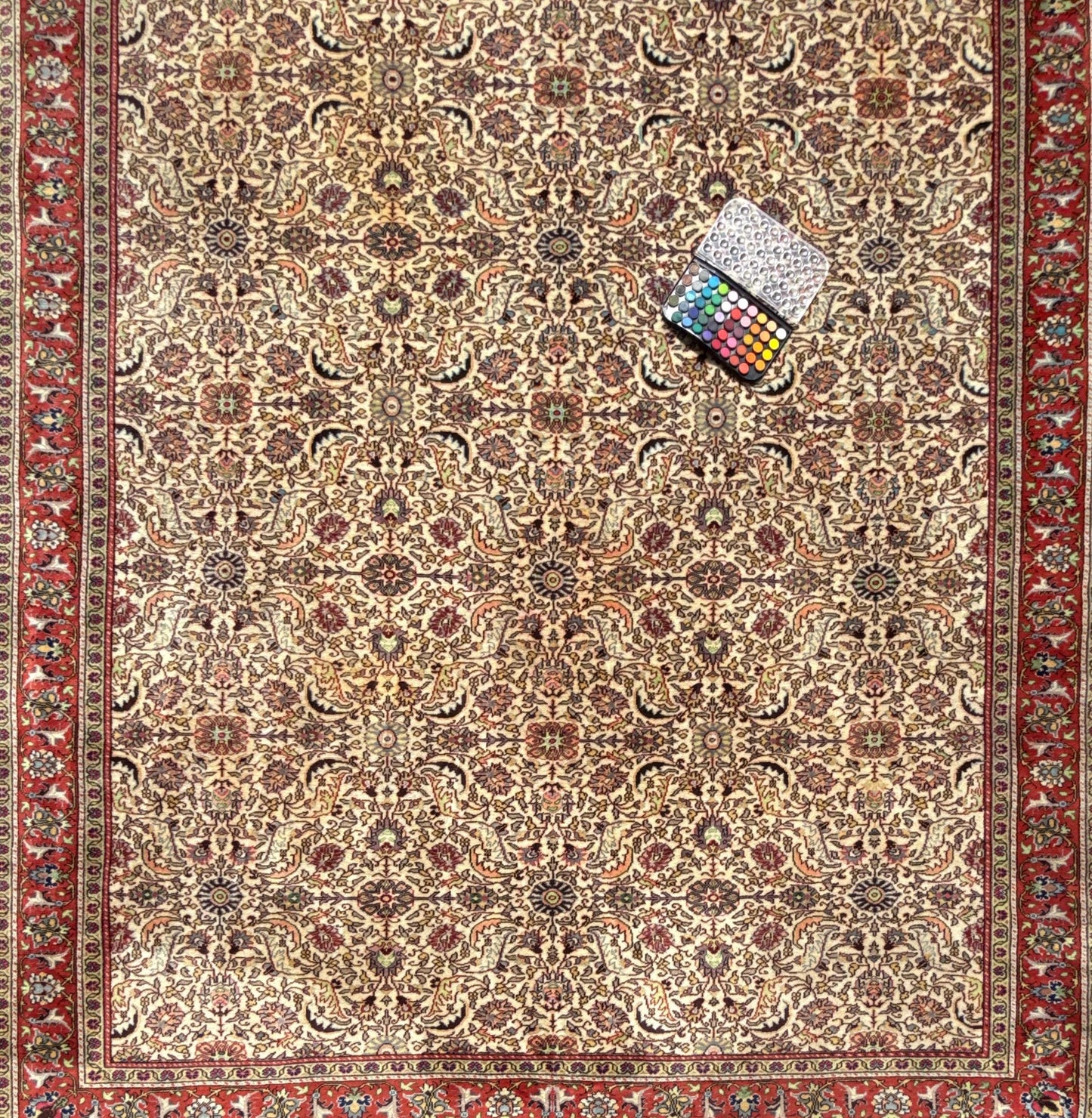 Vintage Hereke Turkish Rug 9x12 ft – Hand Knotted Wool Area Rug – Vegetable Dye Turkish Carpet – 1980s