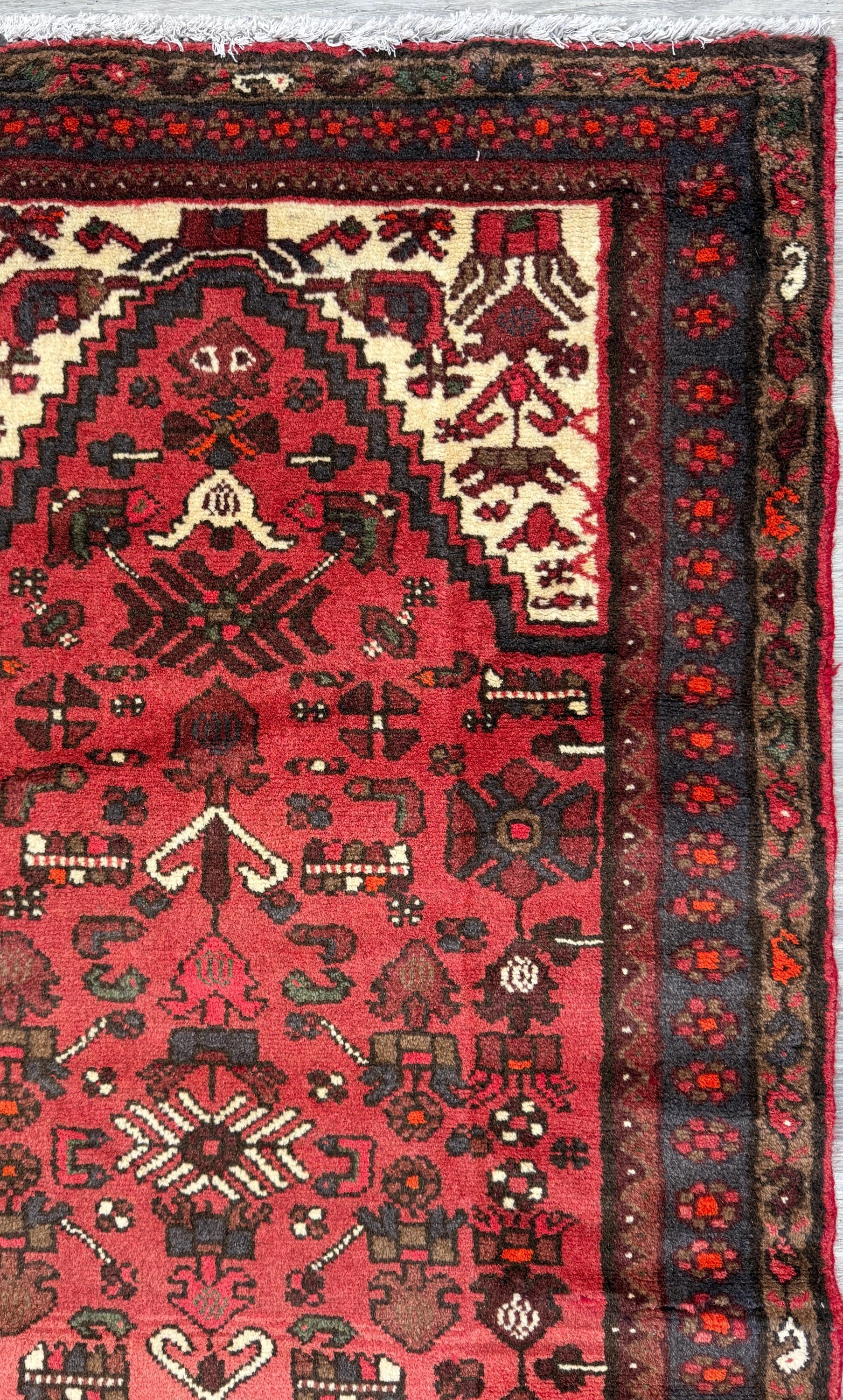 Vintage Turkish Anatolian Rug 3x5 ft Hand Knotted Wool Tribal Geometric Rug 1960s
