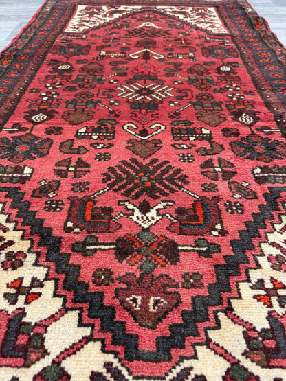 Vintage Turkish Anatolian Rug 3x5 ft Hand Knotted Wool Tribal Geometric Rug 1960s