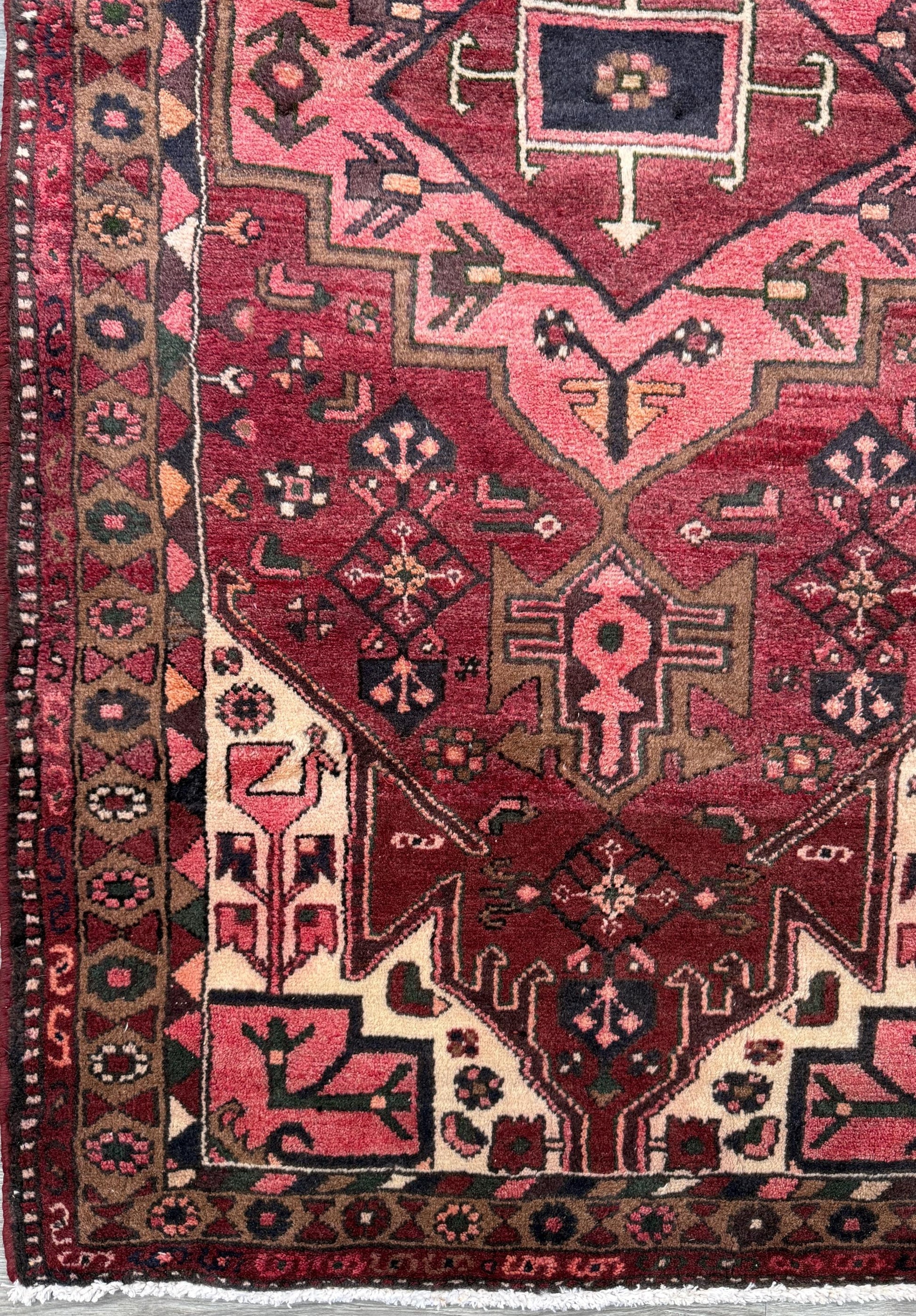 Vintage Turkish Rug 3.3x6.7 ft Hand Knotted Anatolian Tribal Geometric Rug 1960s