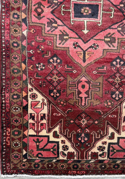 Vintage Turkish Rug 3.3x6.7 ft Hand Knotted Anatolian Tribal Geometric Rug 1960s