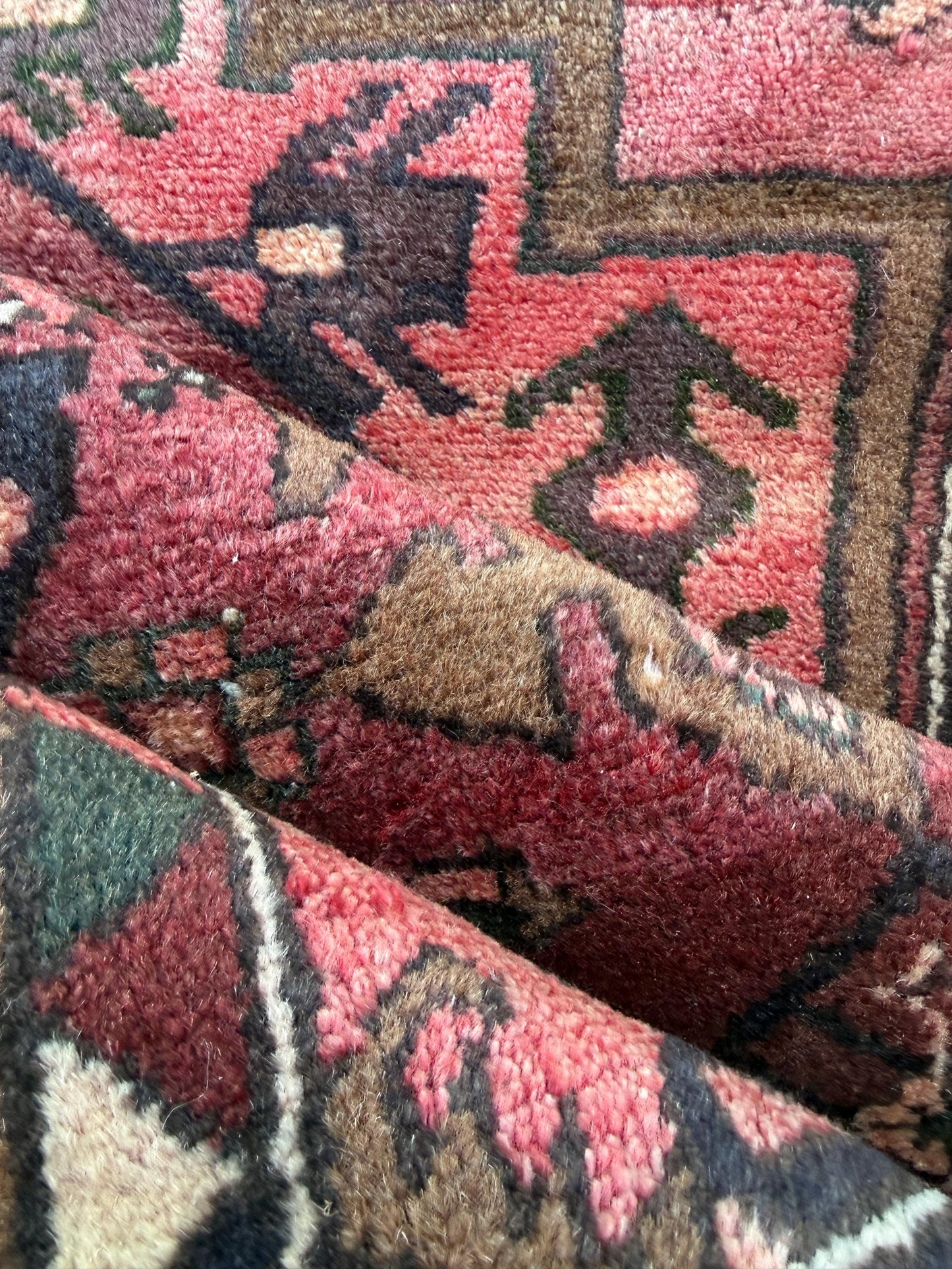 Vintage Turkish Rug 3.3x6.7 ft Hand Knotted Anatolian Tribal Geometric Rug 1960s