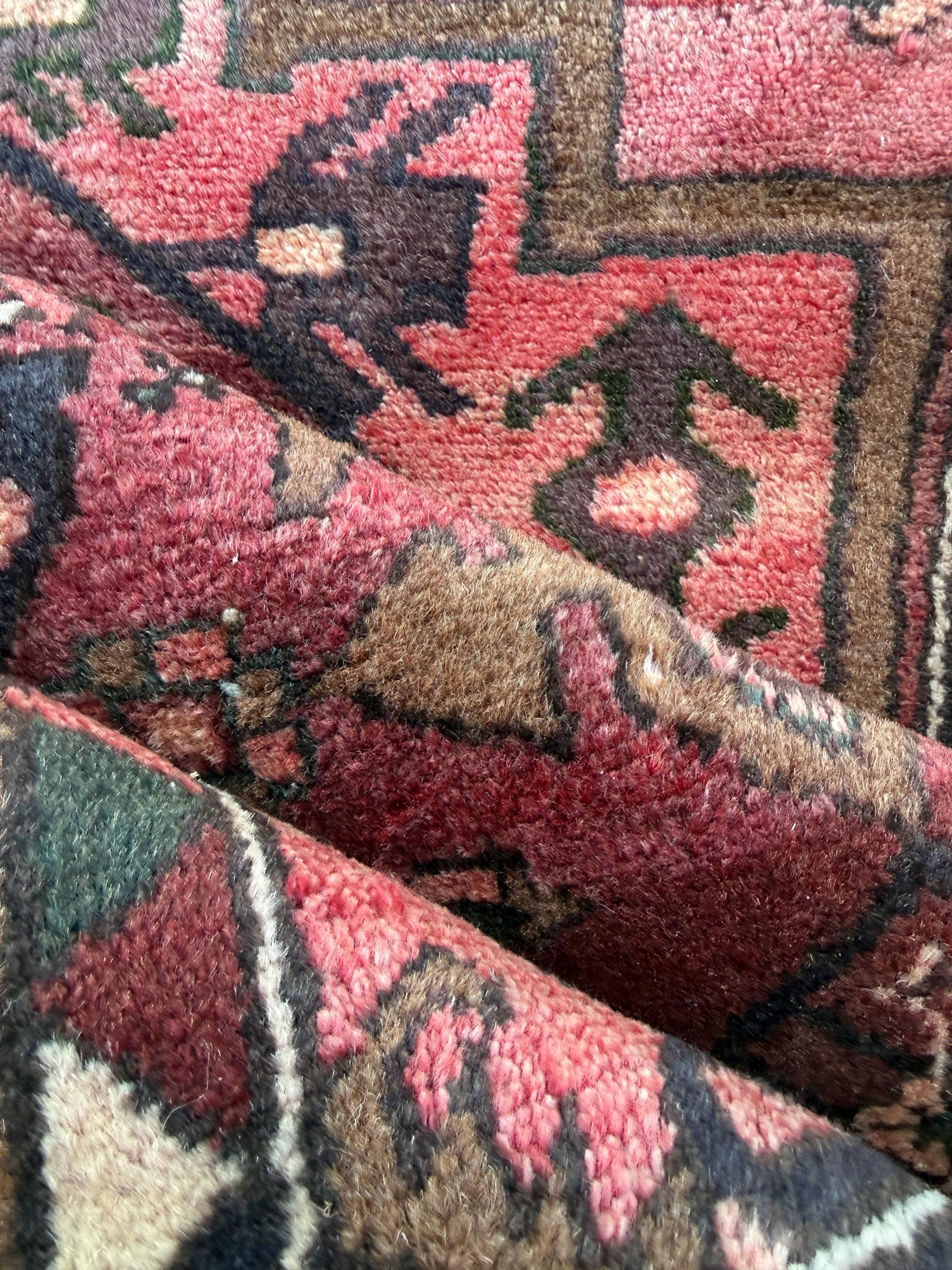 Vintage Turkish Rug 3.3x6.7 ft Hand Knotted Anatolian Tribal Geometric Rug 1960s