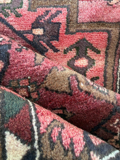 Vintage Turkish Rug 3.3x6.7 ft Hand Knotted Anatolian Tribal Geometric Rug 1960s