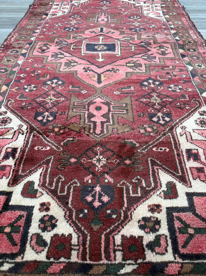 Vintage Turkish Rug 3.3x6.7 ft Hand Knotted Anatolian Tribal Geometric Rug 1960s