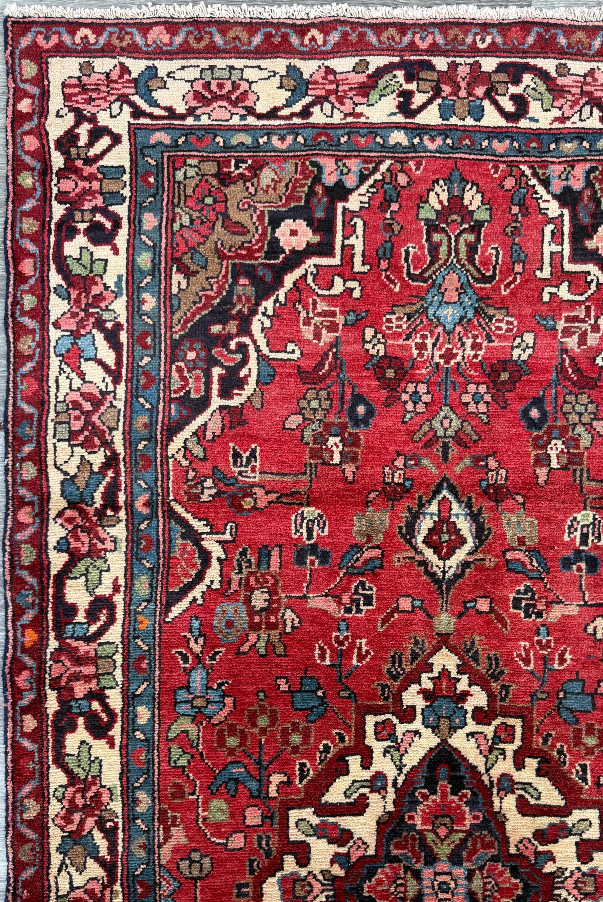 Vintage Turkish Rug 3.7x7.2 ft Hand Knotted Anatolian Tribal Geometric Runner 1960s