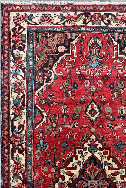 Vintage Turkish Rug 3.7x7.2 ft Hand Knotted Anatolian Tribal Geometric Runner 1960s