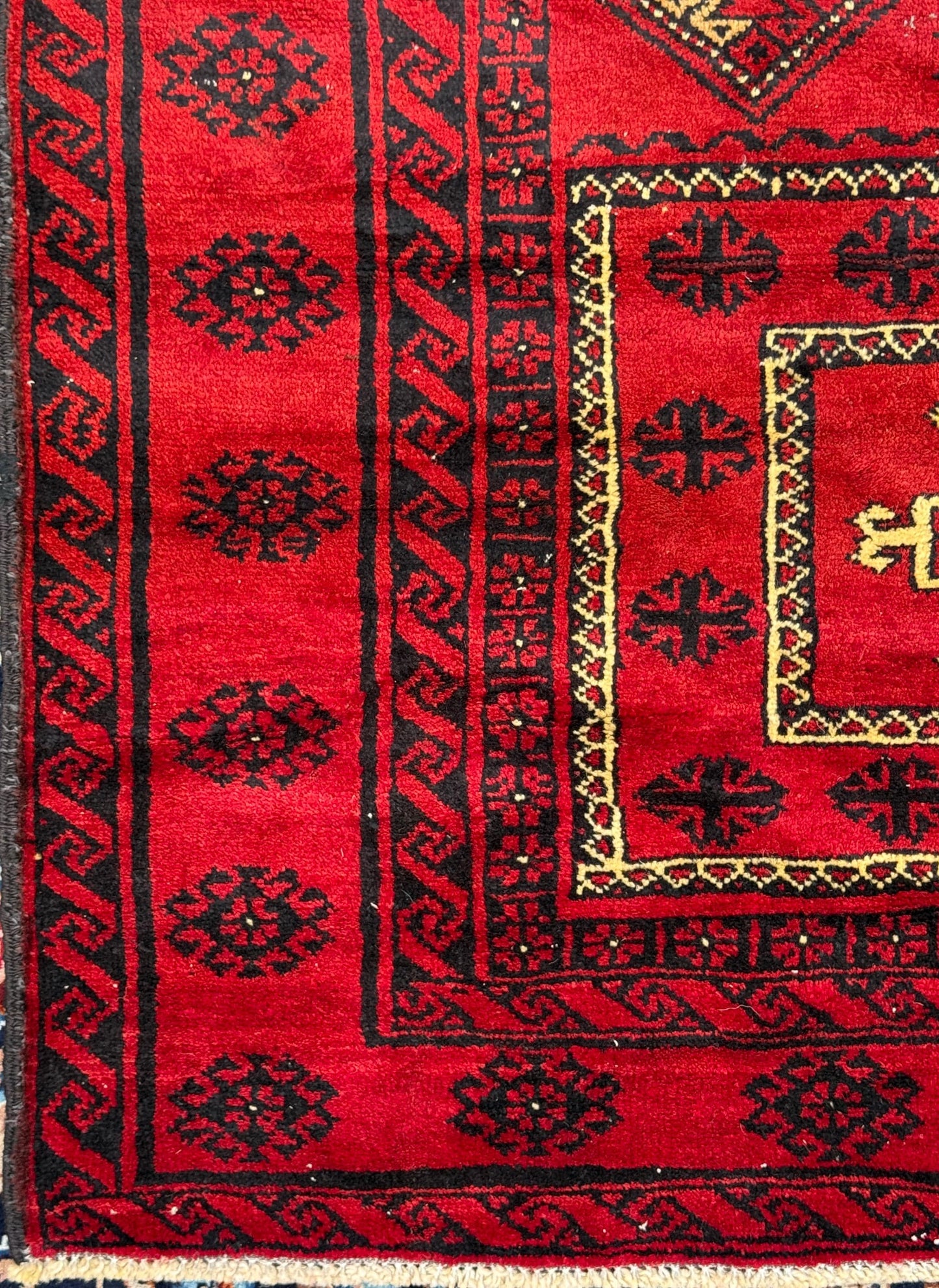 Vintage Hand-Knotted Wool Rug – 4.4x8.3 ft Geometric Tribal Anatolian Carpet