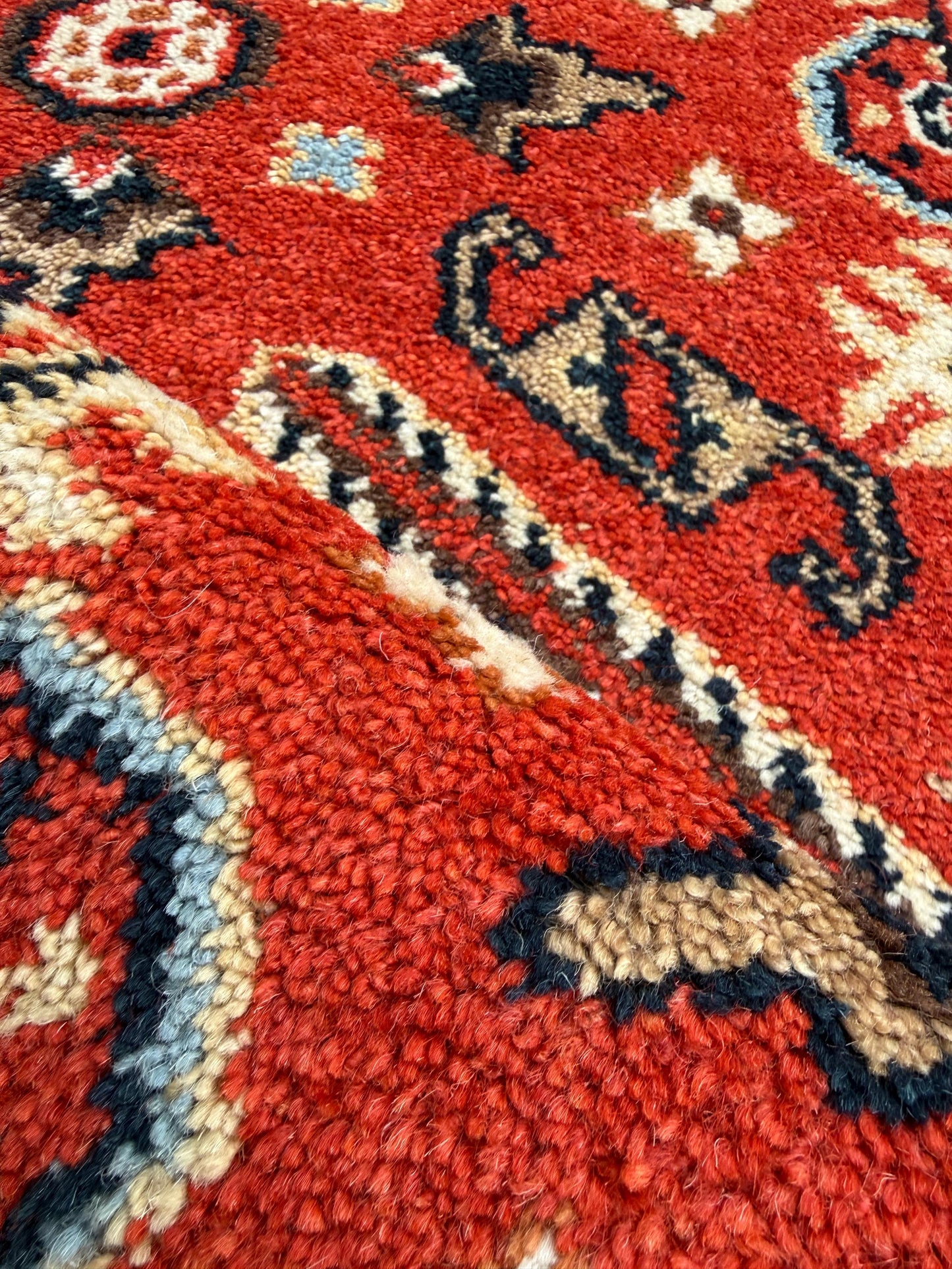 Handmade Wool Oushak Rug – Geometric Bohemian Area Carpet 3.2x5 ft