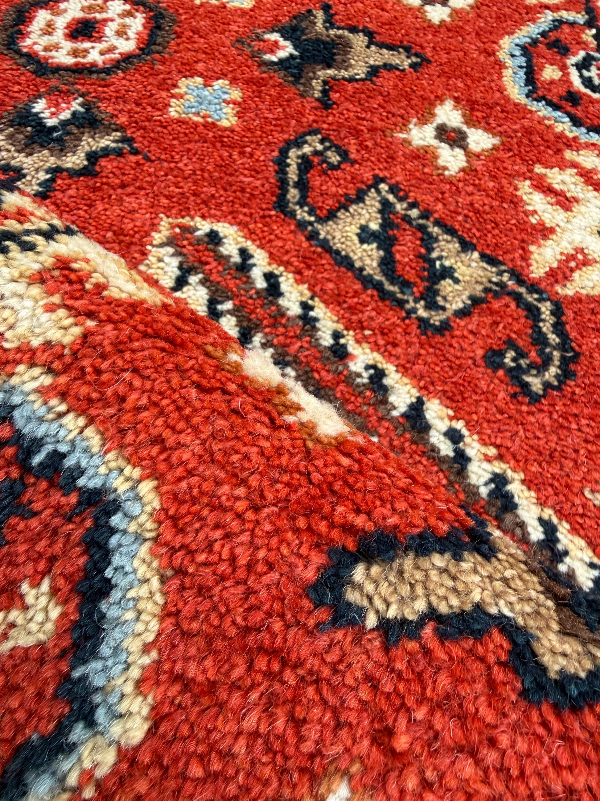 Handmade Wool Oushak Rug – Geometric Bohemian Area Carpet 3.2x5 ft