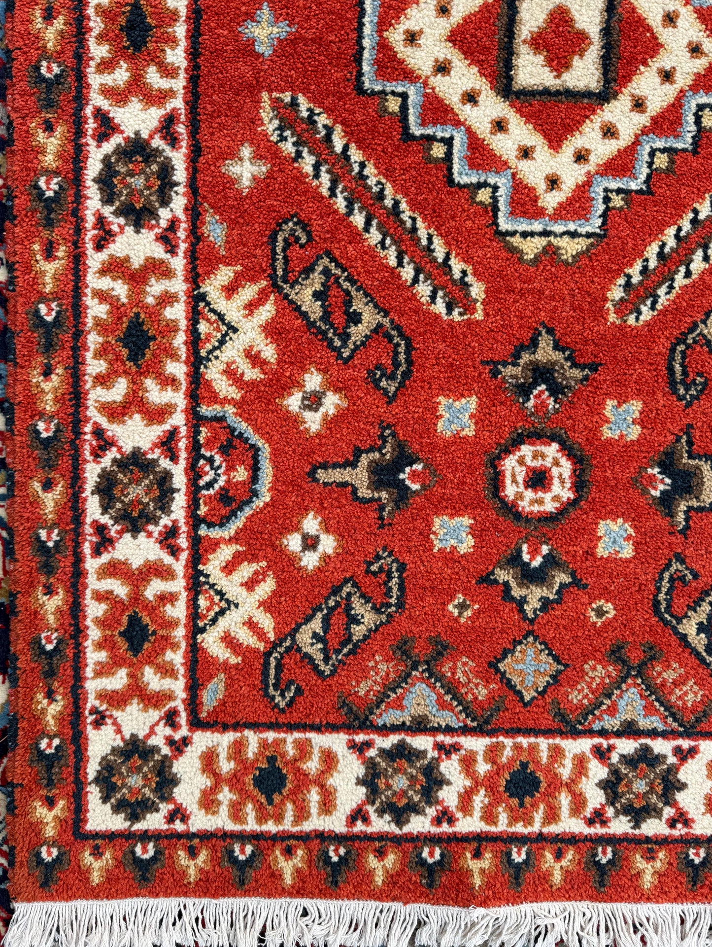 Handmade Wool Oushak Rug – Geometric Bohemian Area Carpet 3.2x5 ft
