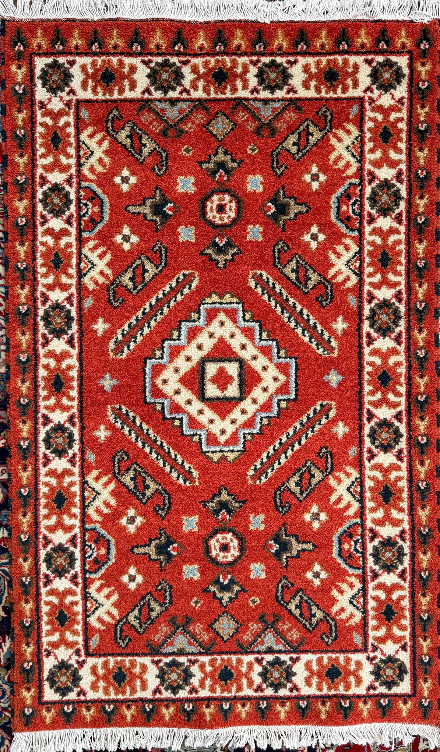 Handmade Wool Oushak Rug – Geometric Bohemian Area Carpet 3.2x5 ft