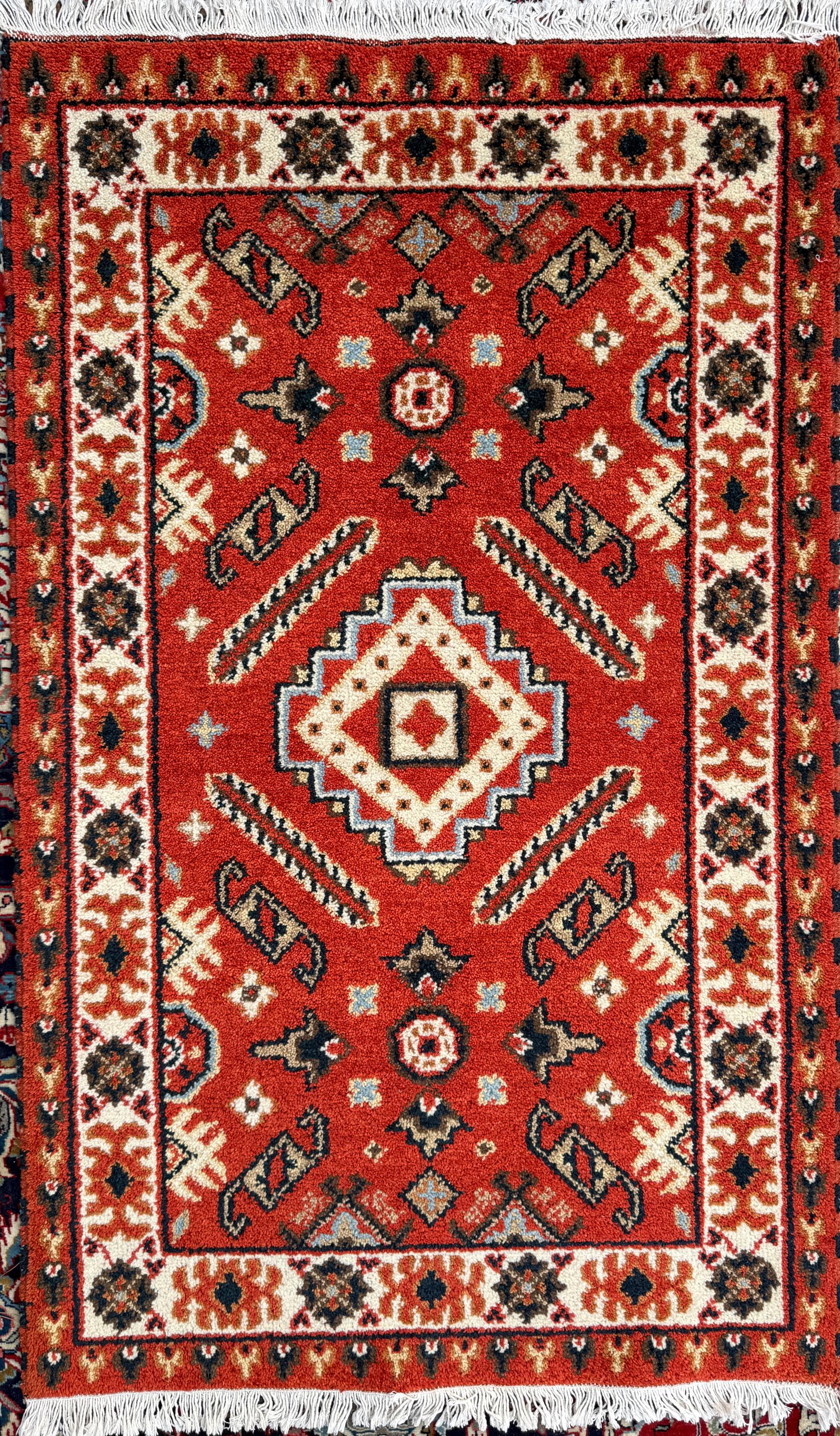 Handmade Wool Oushak Rug – Geometric Bohemian Area Carpet 3.2x5 ft