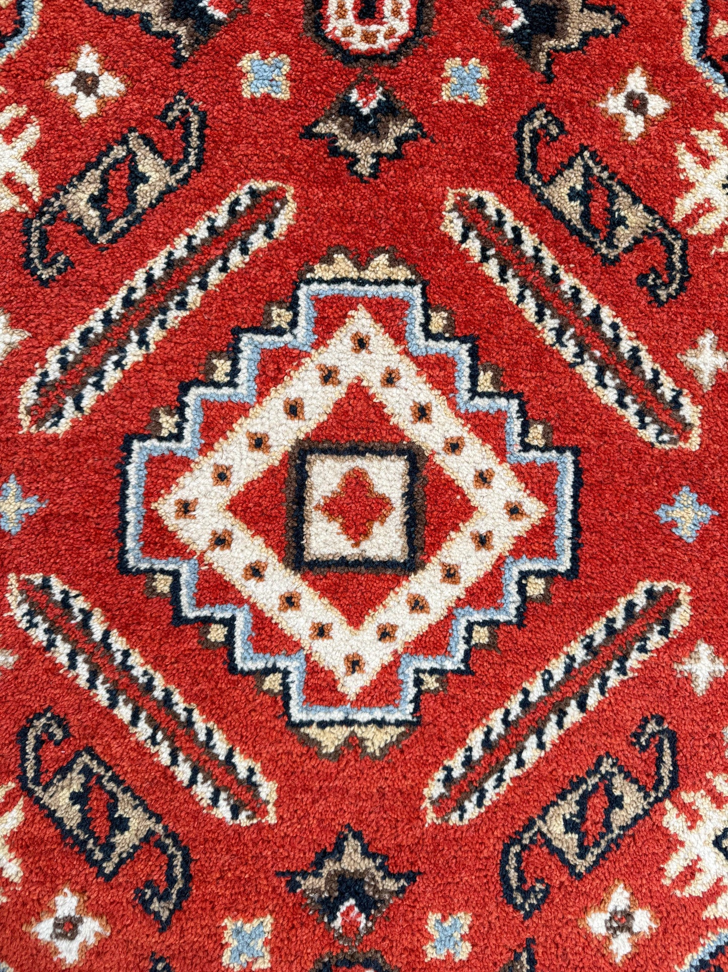 Handmade Wool Oushak Rug – Geometric Bohemian Area Carpet 3.2x5 ft