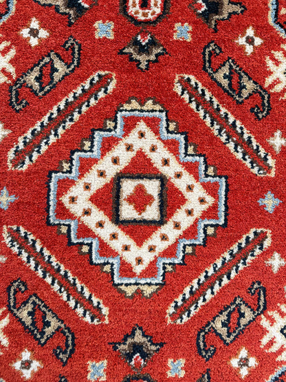 Handmade Wool Oushak Rug – Geometric Bohemian Area Carpet 3.2x5 ft