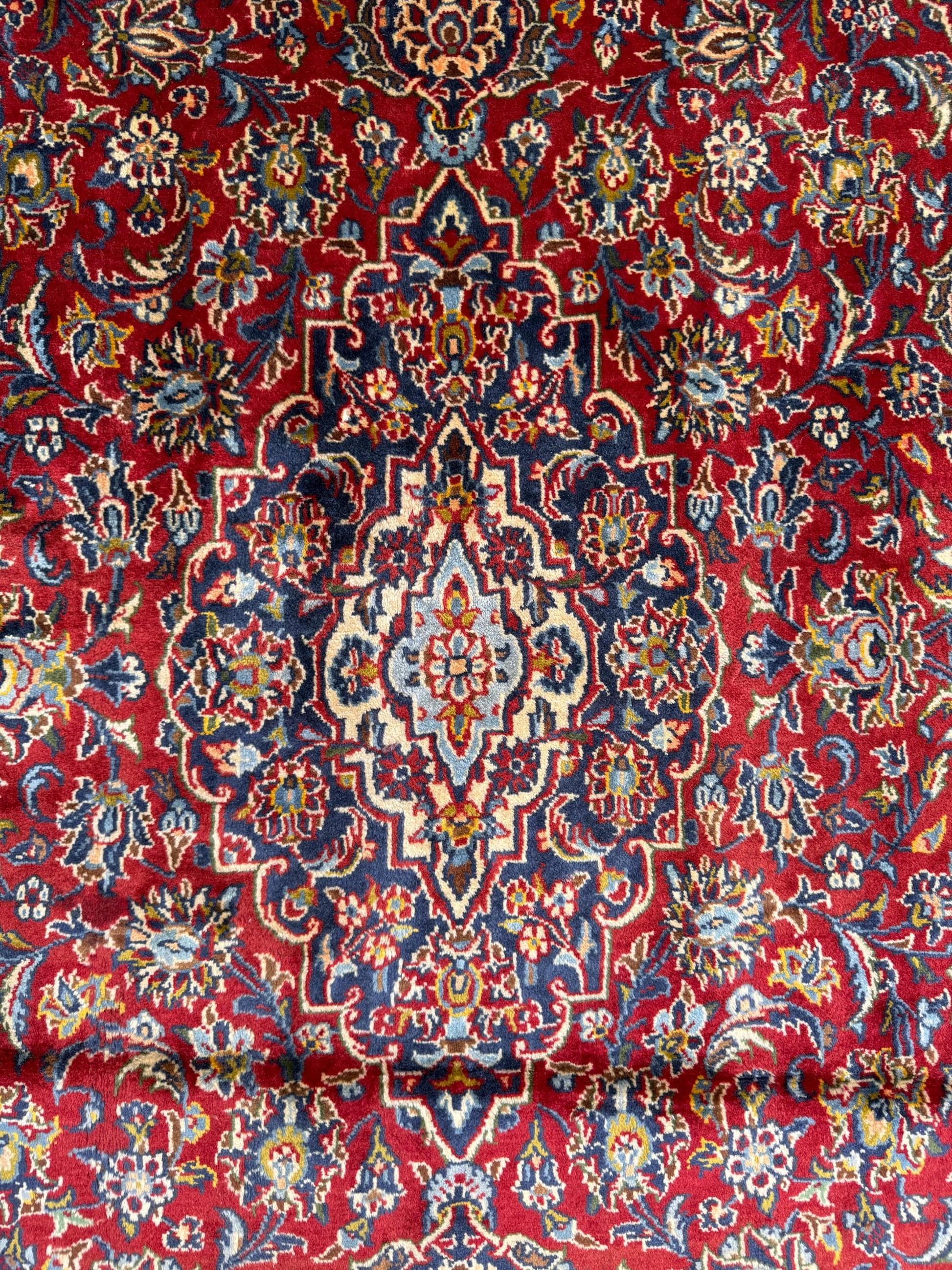 Vintage Hand-Knotted Wool Rug – Geometric Anatolian Village Design, 1990s