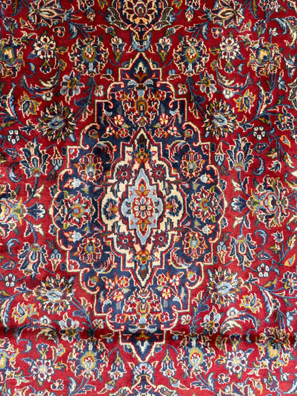 Vintage Hand-Knotted Wool Rug – Geometric Anatolian Village Design, 1990s