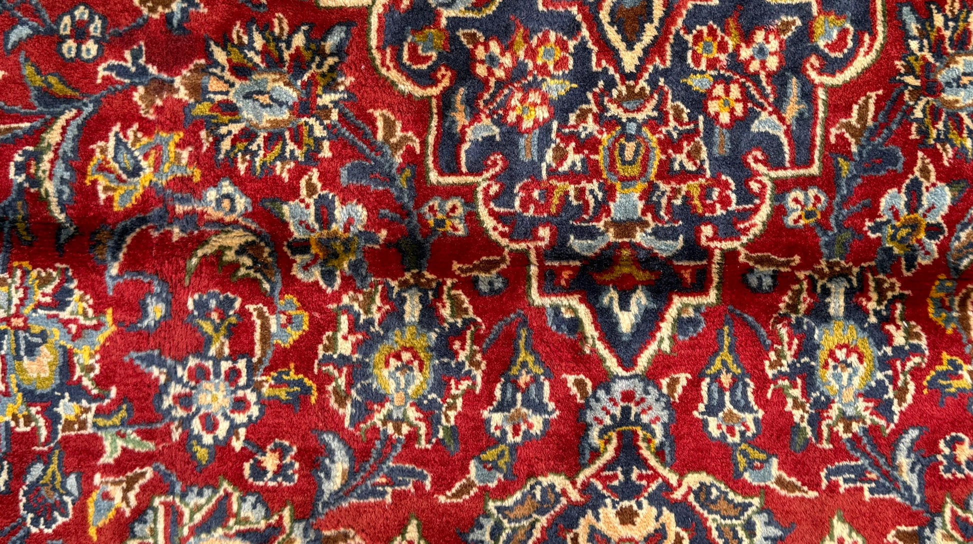 Vintage Hand-Knotted Wool Rug – Geometric Anatolian Village Design, 1990s