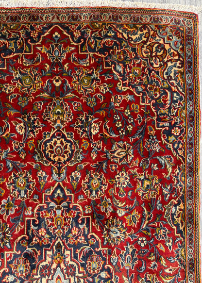 Vintage Hand-Knotted Wool Rug – Geometric Anatolian Village Design, 1990s