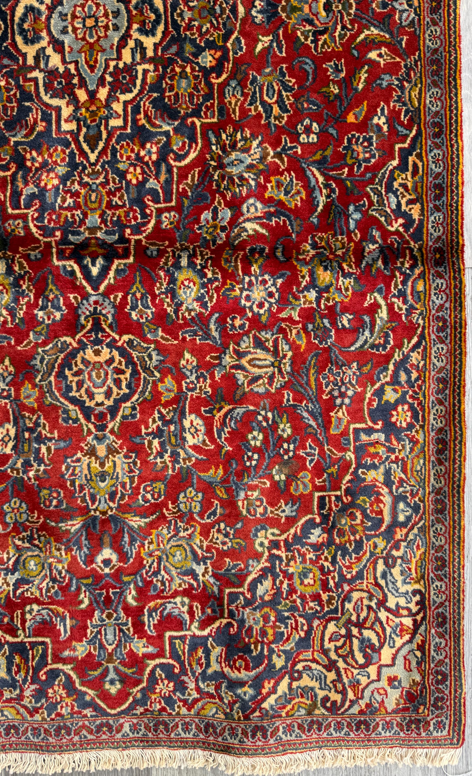 Vintage Hand-Knotted Wool Rug – Geometric Anatolian Village Design, 1990s
