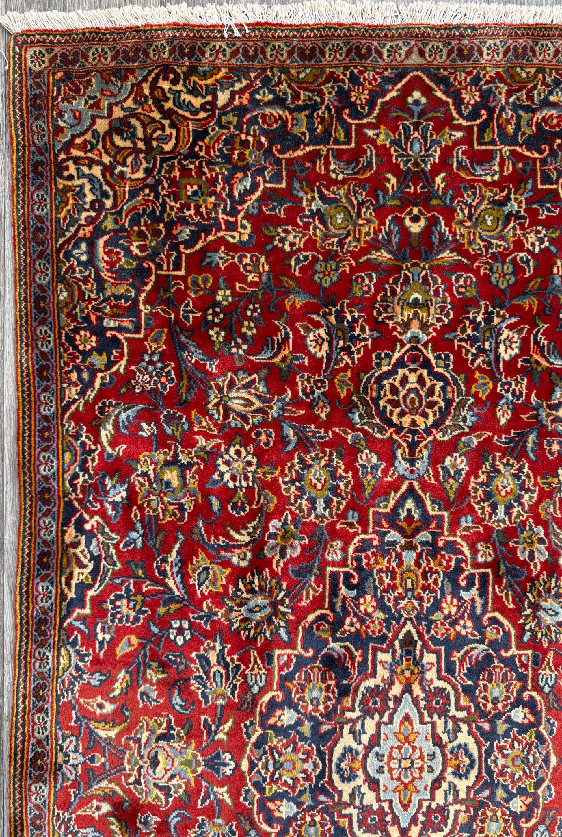 Vintage Hand-Knotted Wool Rug – Geometric Anatolian Village Design, 1990s