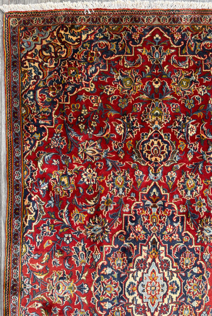 Vintage Hand-Knotted Wool Rug – Geometric Anatolian Village Design, 1990s