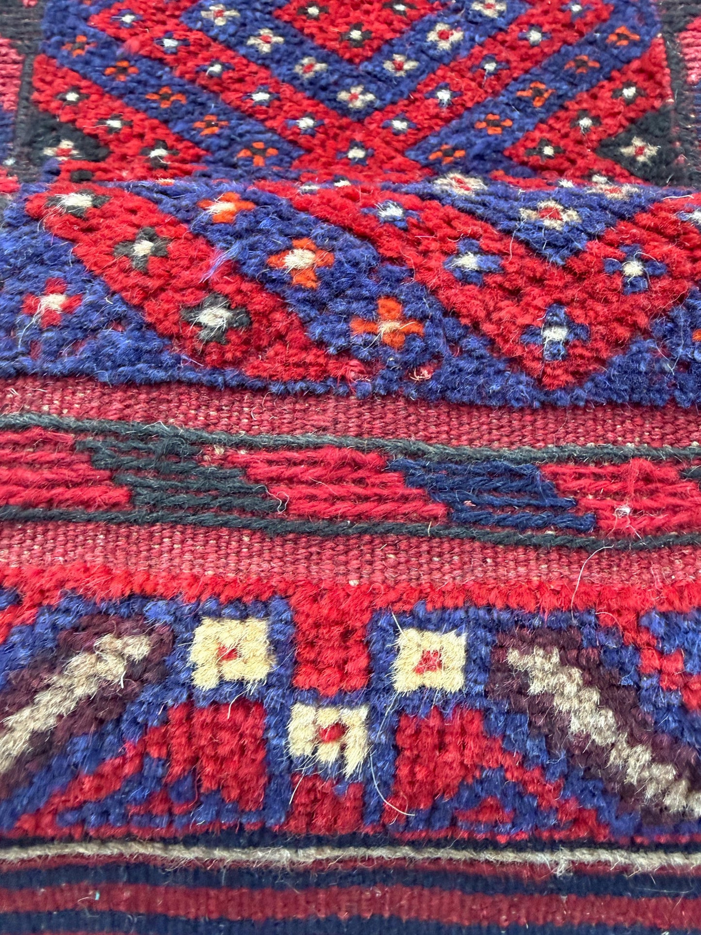 Vintage Turkish Runner Rug 2x8 ft Hand Knotted Geometric Anatolian Rug 1980s