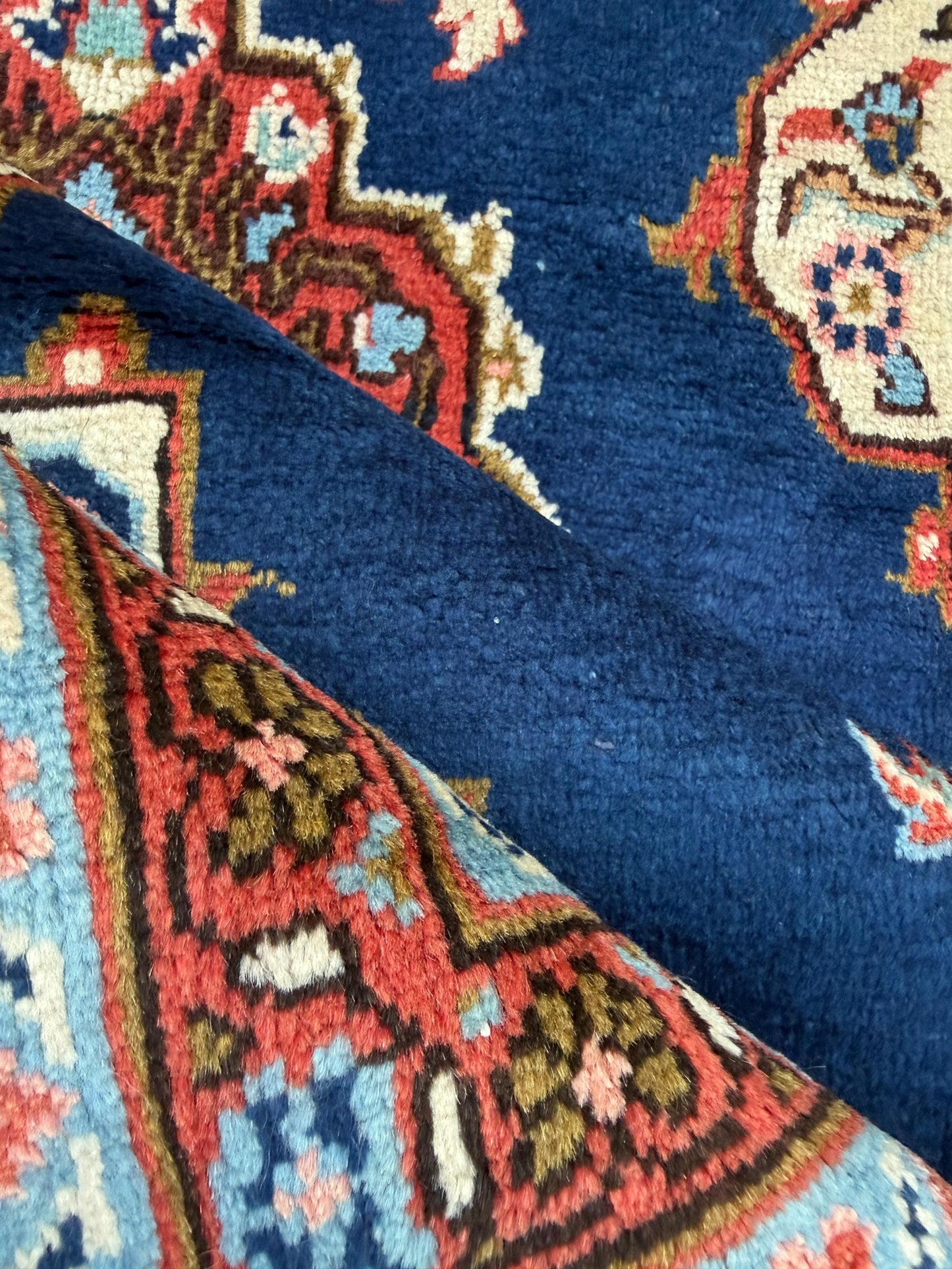 Vintage Turkish Rug 3.8x8 ft Hand Knotted Anatolian Village Medallion Runner 1970s