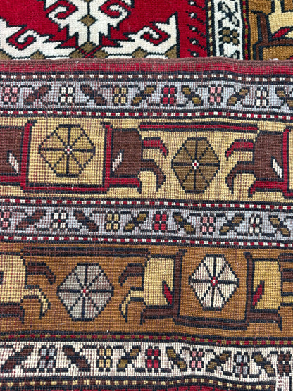 Hand Knotted Wool Kurdi Rug – 7x4 ft Geometric Tribal Area Rug 1990s