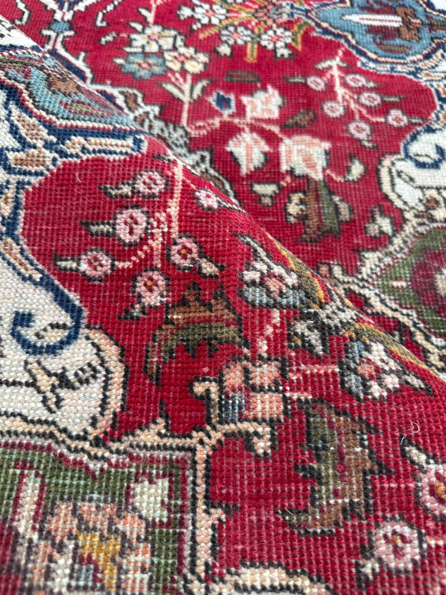 Vintage Hand Knotted Wool Area Rug – 1980s Tribal Geometric Tabriz Design 6.1 × 4.4 ft