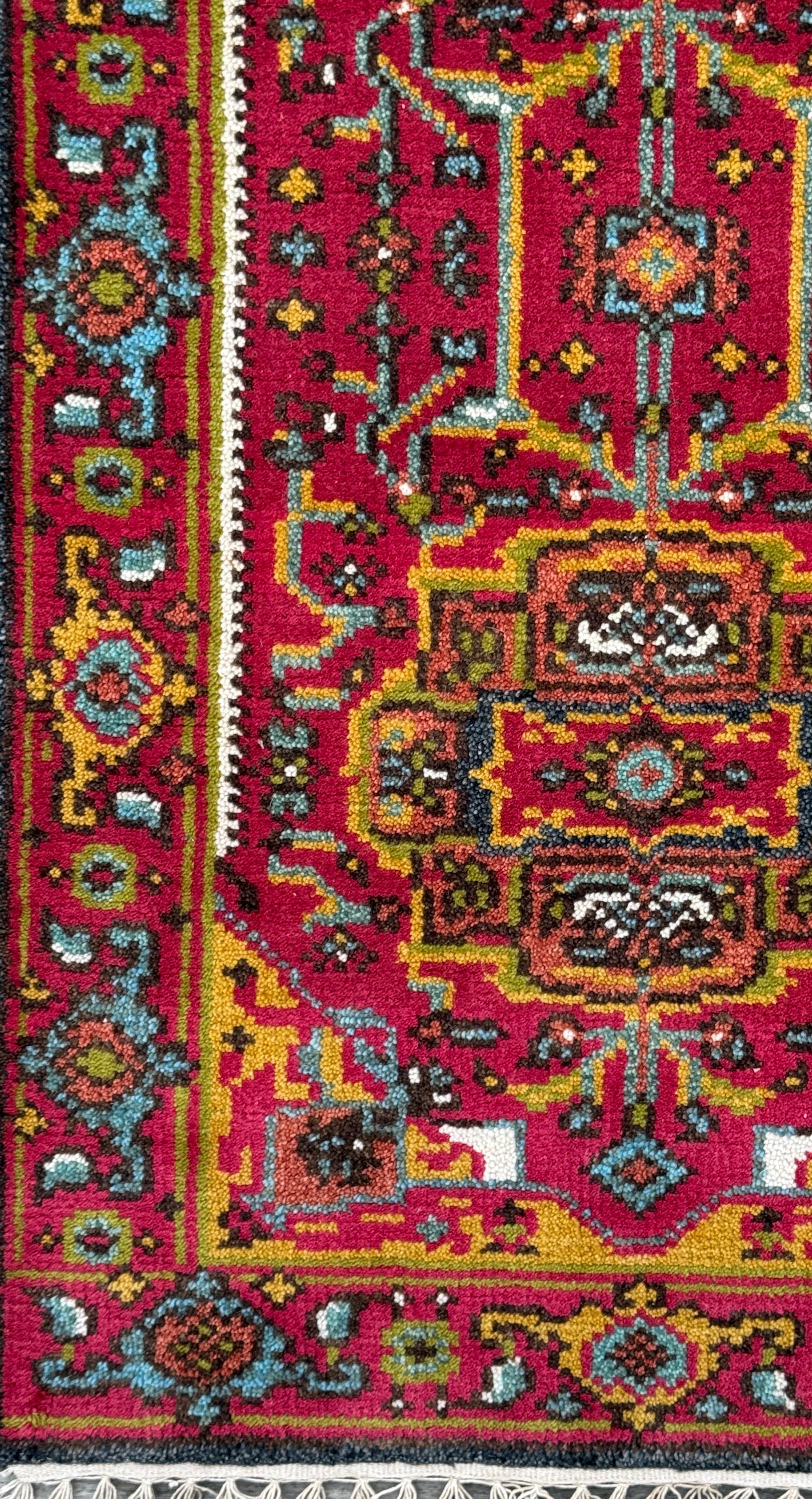 Turkish Oushak Rug 2.6x10 ft Wool Runner – Multicolored Geometric Bohemian Rug – Handmade Contemporary Design