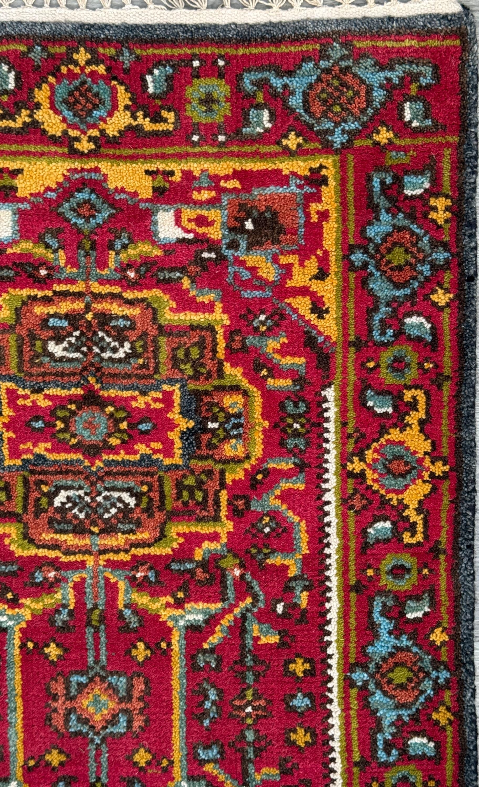 Turkish Oushak Rug 2.6x10 ft Wool Runner – Multicolored Geometric Bohemian Rug – Handmade Contemporary Design