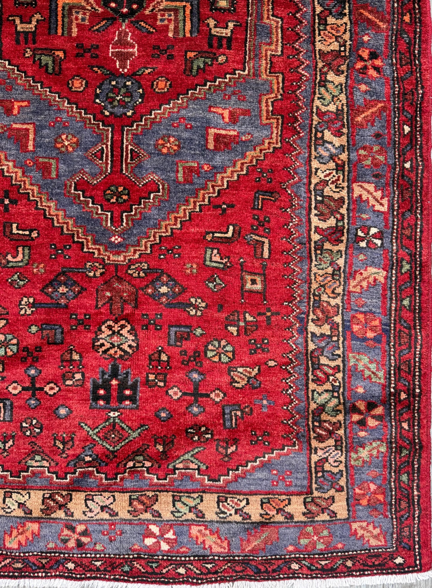 Vintage Hand-Knotted Wool Rug – Geometric Anatolian Village Design 3.9x7 ft