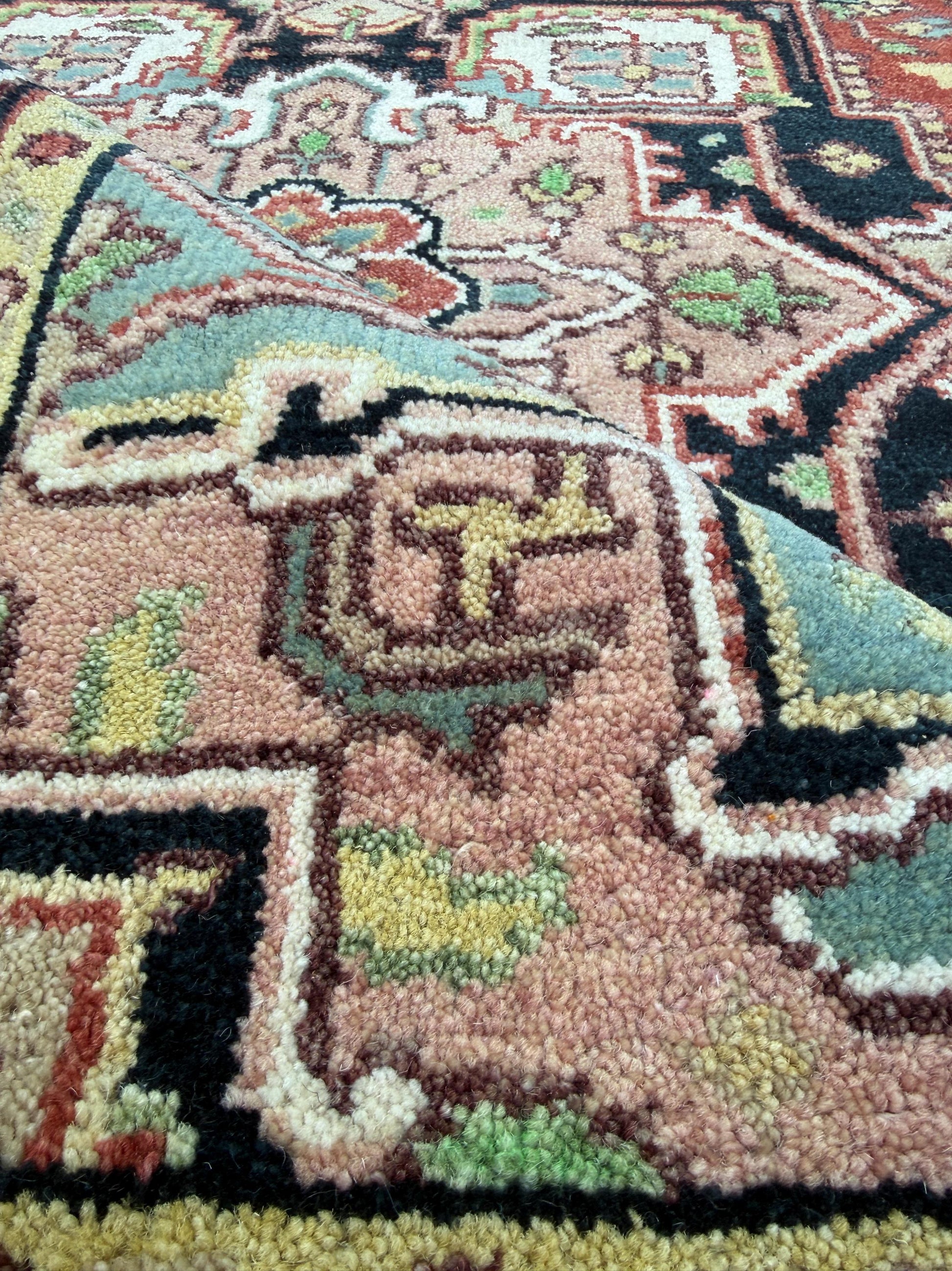 Handmade Wool Oushak Rug – Multicolored Geometric Bohemian Area Rug 5x8 ft