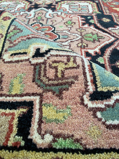 Handmade Wool Oushak Rug – Multicolored Geometric Bohemian Area Rug 5x8 ft