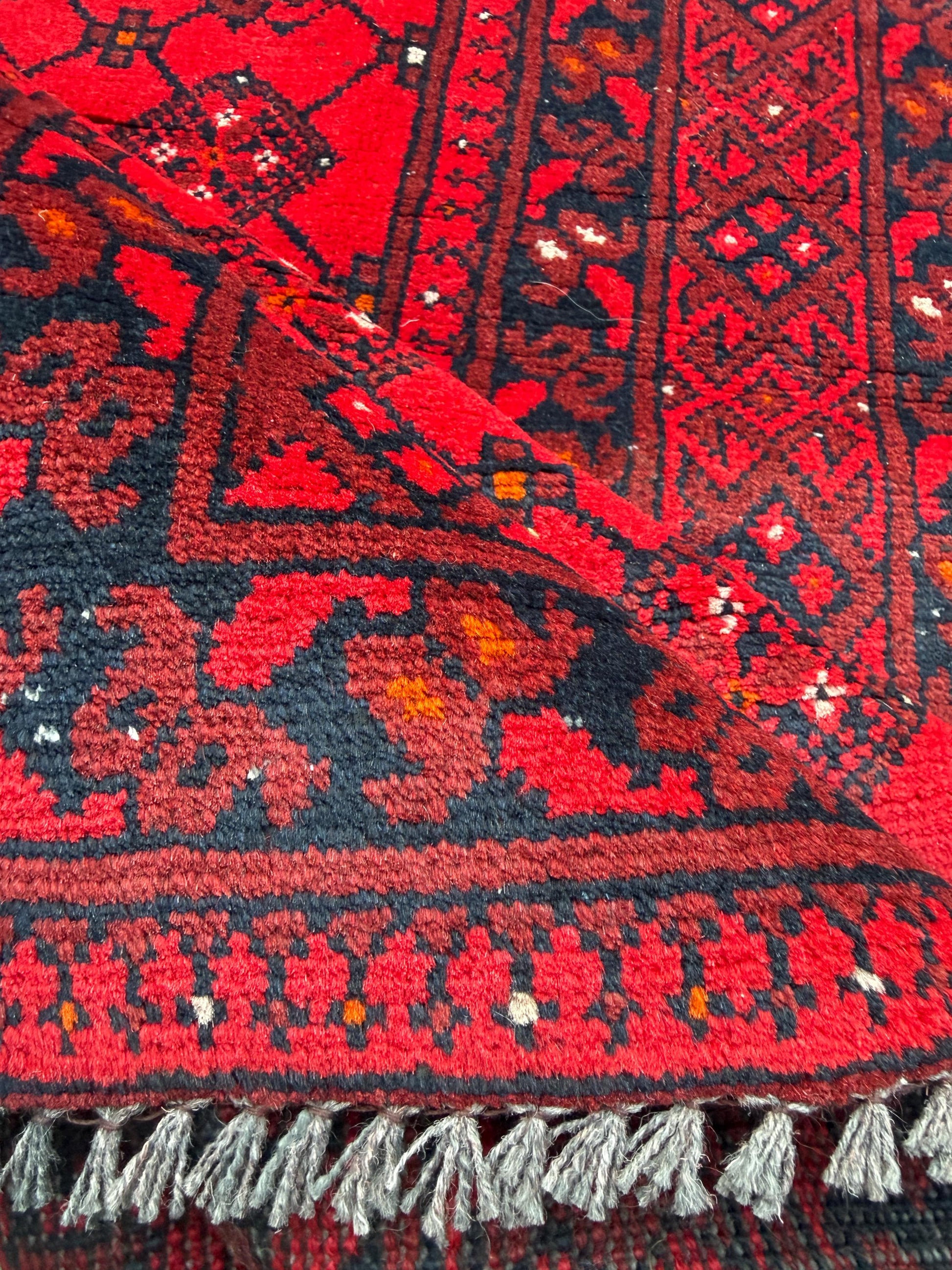 Vintage Afghan Turkmen Rug 6.4x3.3 ft Hand Knotted Wool Basheeri Tribal Area Rug 1990s