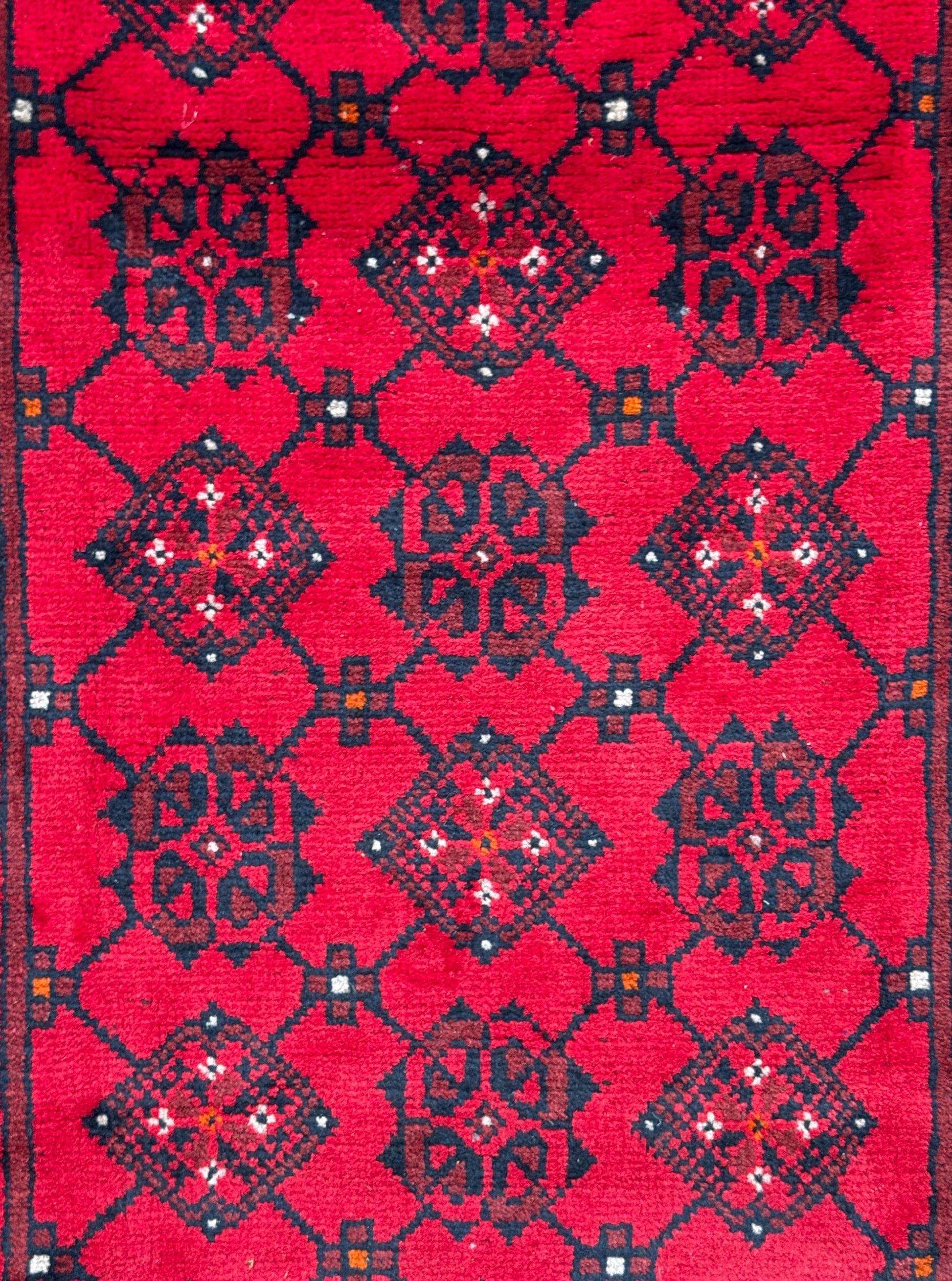 Vintage Afghan Turkmen Rug 6.4x3.3 ft Hand Knotted Wool Basheeri Tribal Area Rug 1990s