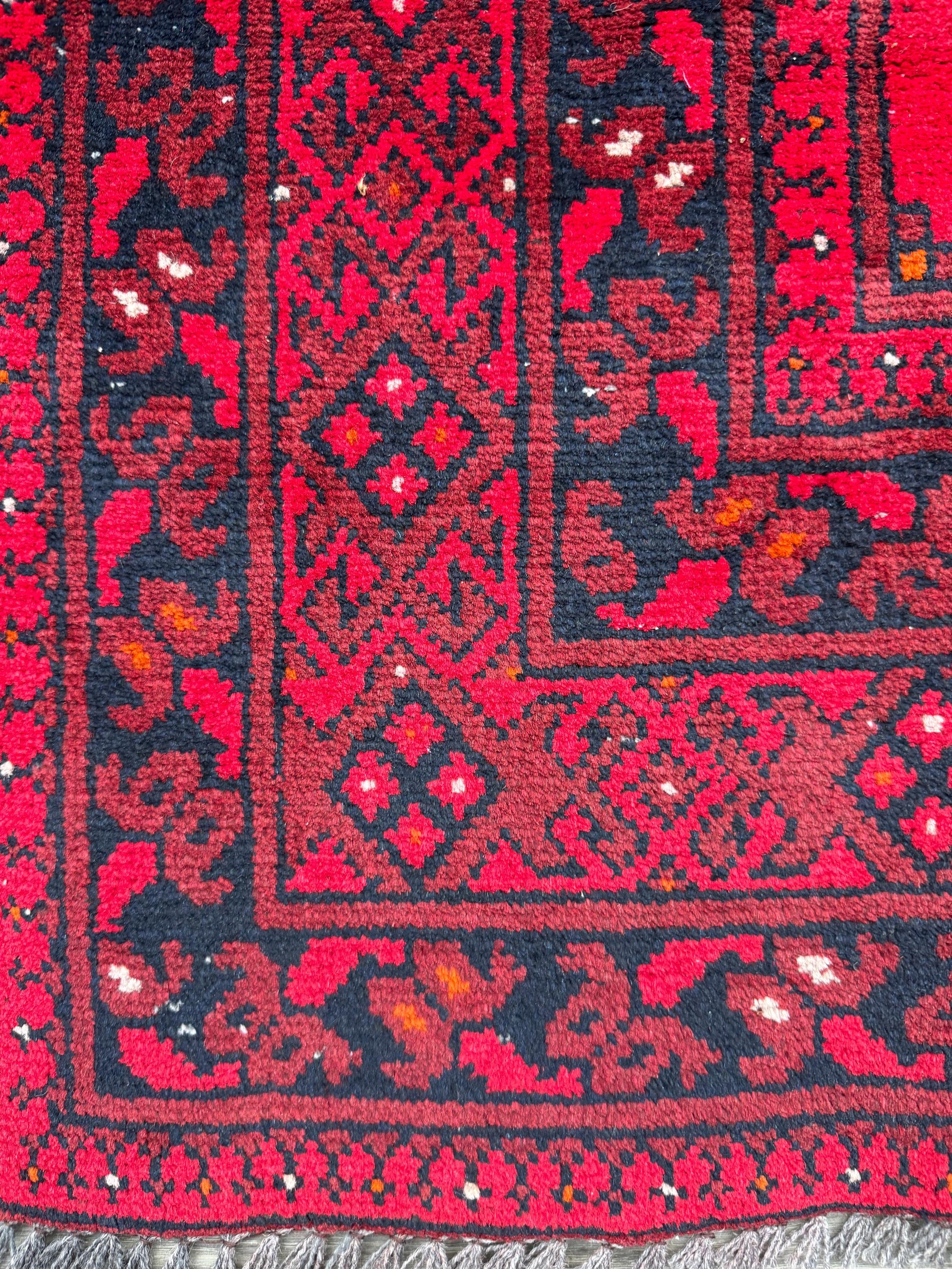 Vintage Afghan Turkmen Rug 6.4x3.3 ft Hand Knotted Wool Basheeri Tribal Area Rug 1990s