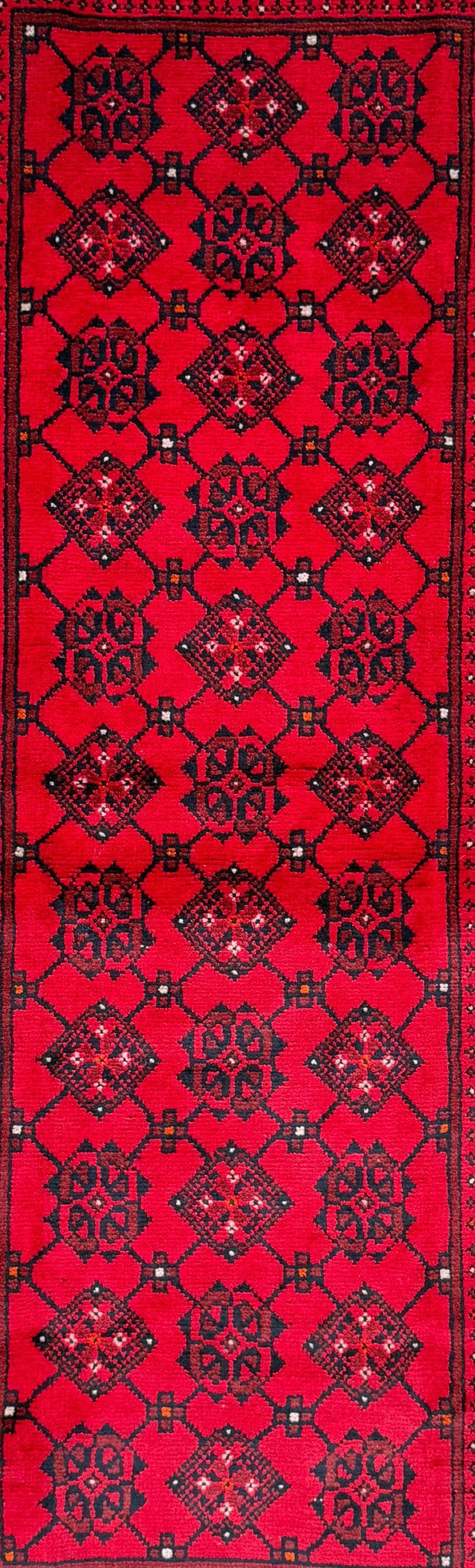 Vintage Afghan Turkmen Rug 6.4x3.3 ft Hand Knotted Wool Basheeri Tribal Area Rug 1990s