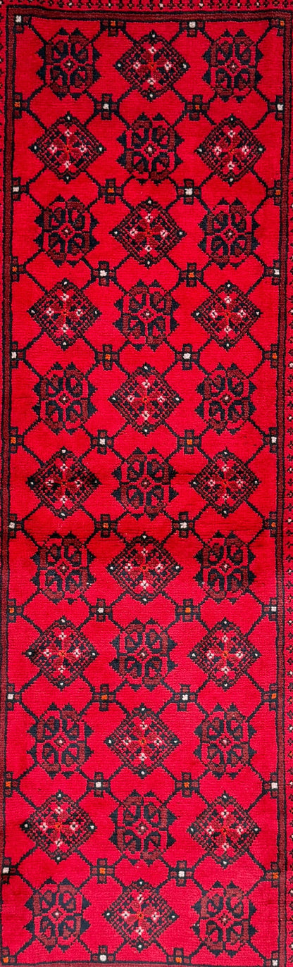 Vintage Afghan Turkmen Rug 6.4x3.3 ft Hand Knotted Wool Basheeri Tribal Area Rug 1990s