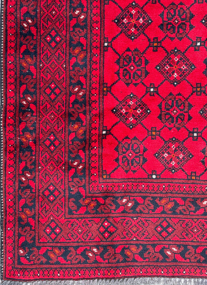 Vintage Afghan Turkmen Rug 6.4x3.3 ft Hand Knotted Wool Basheeri Tribal Area Rug 1990s