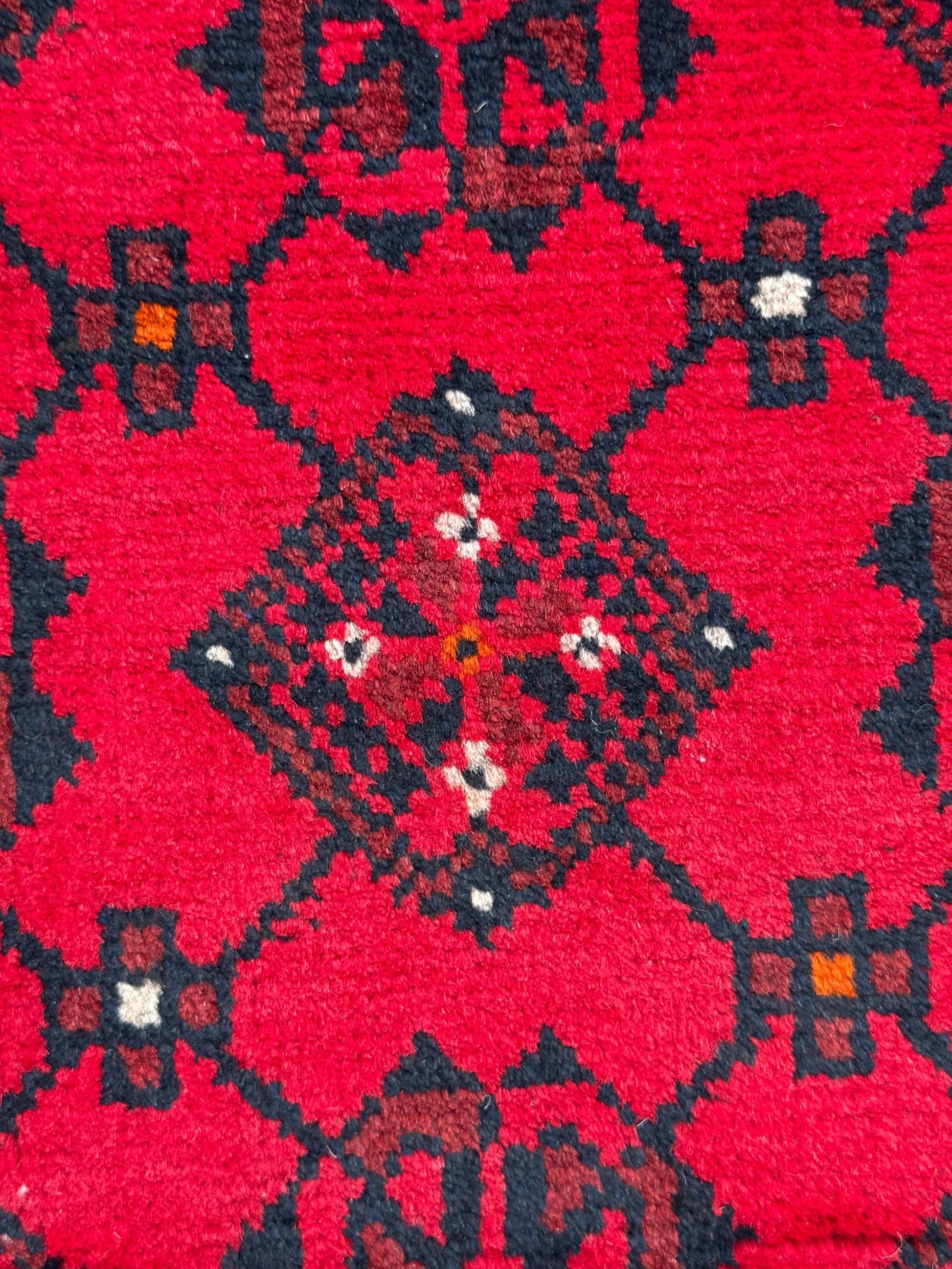 Vintage Afghan Turkmen Rug 6.4x3.3 ft Hand Knotted Wool Basheeri Tribal Area Rug 1990s