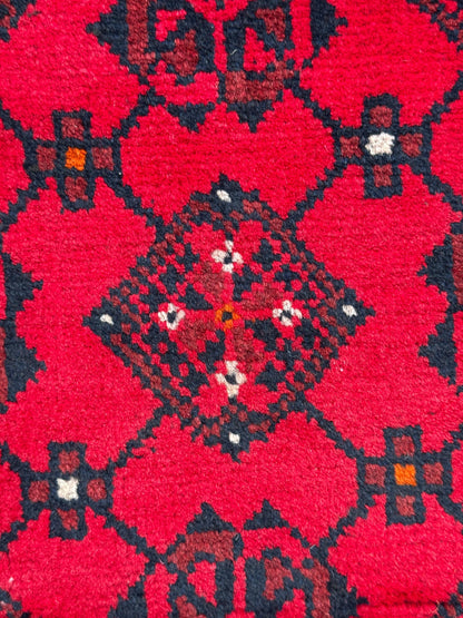 Vintage Afghan Turkmen Rug 6.4x3.3 ft Hand Knotted Wool Basheeri Tribal Area Rug 1990s